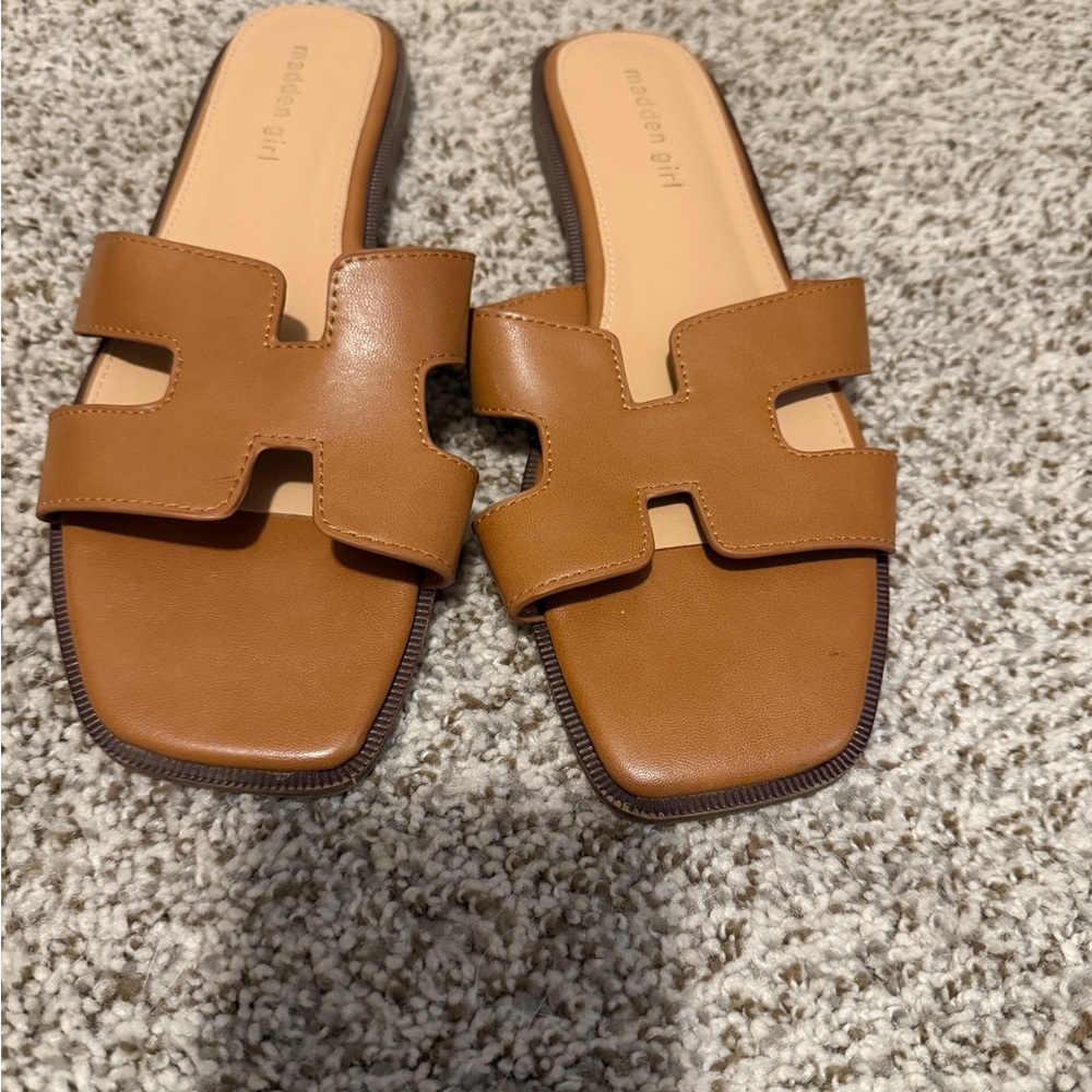 Madden Girl Brown Slide Sandals